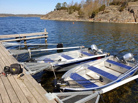 Premium Boat type Linder Sportsman 445 with a 15 hp 4-stroke engine, Bow mounted Minn Kota and GPS/Sonar